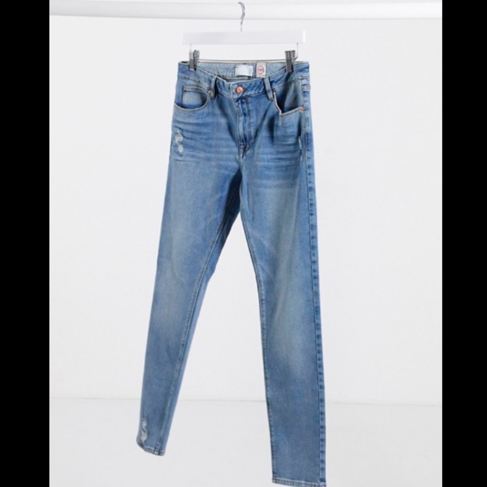 ASOS DESIGN 12.5oz skinny jeans with abrasions
